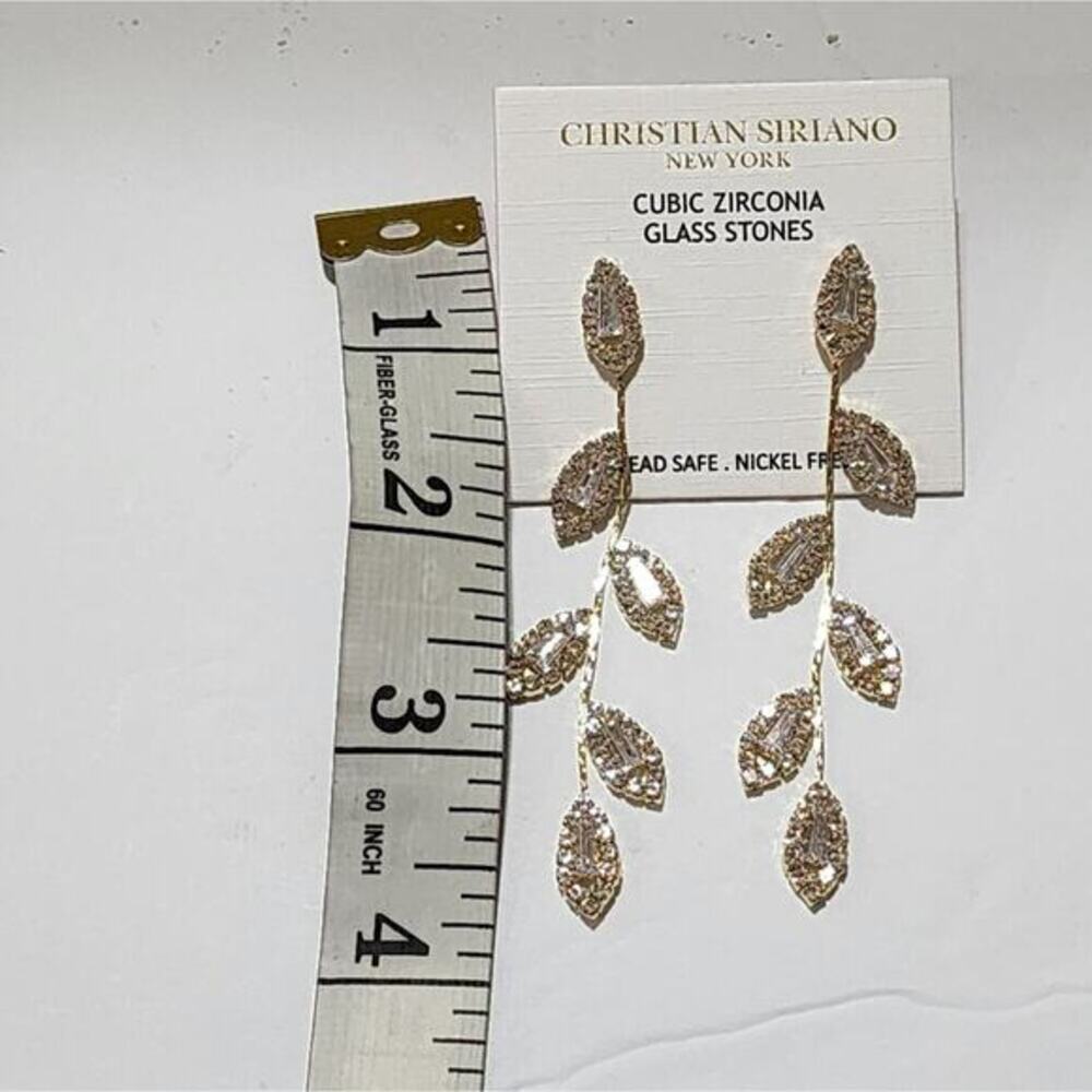 Christian Siriano Jeweled Leaf Drop Chandelier Earrings New‎ - Picture 5 of 5